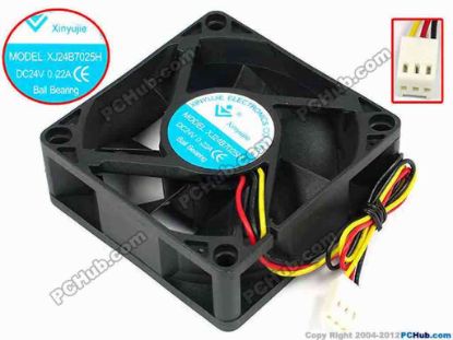71465 Xinyujie DC- Bearing OEM- Square Fan XJ24B7025H, w205x3x3, 0.22A Xinyujie DC- Bearing OEM- Square Fan 