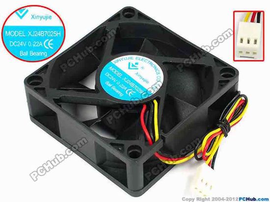 71465 Xinyujie DC- Bearing OEM- Square Fan XJ24B7025H, w205x3x3, 0.22A Xinyujie DC- Bearing OEM- Square Fan 