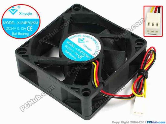 71466 Xinyujie DC- Bearing OEM- Square Fan XJ24B7025M, w205x3x3, 0.13A Xinyujie DC- Bearing OEM- Square Fan 
