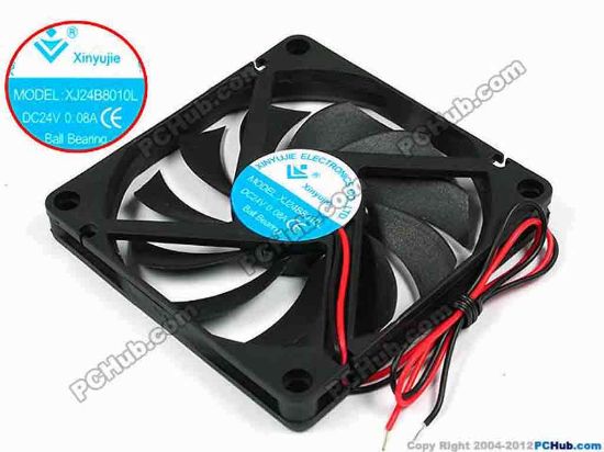 71493 Xinyujie DC- Bearing OEM- Square Fan XJ24B8010L, w250x2, 0.08A Xinyujie DC- Bearing OEM- Square Fan 