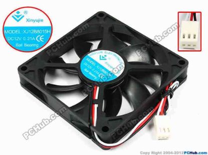 71498 Xinyujie DC- Bearing OEM- Square Fan XJ12B8015H, w175x3x3, 0.21A Xinyujie DC- Bearing OEM- Square Fan 