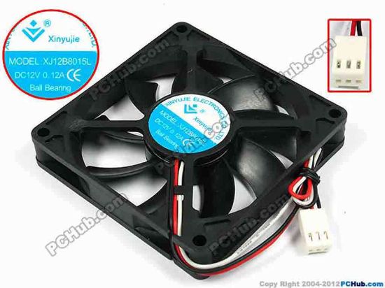 71501 Xinyujie DC- Bearing OEM- Square Fan XJ12B8015L, w175x3x3, 0.12A Xinyujie DC- Bearing OEM- Square Fan 
