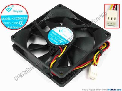 71514 Xinyujie DC- Bearing OEM- Square Fan XJ12B8020H, w200x3x3, 0.23A Xinyujie DC- Bearing OEM- Square Fan 