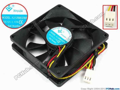71516 Xinyujie DC- Bearing OEM- Square Fan XJ12B8020M, w200x3x3, 0.17A Xinyujie DC- Bearing OEM- Square Fan 