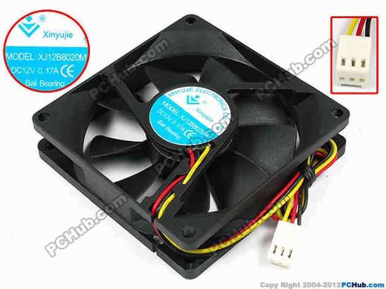 71516 Xinyujie DC- Bearing OEM- Square Fan XJ12B8020M, w200x3x3, 0.17A Xinyujie DC- Bearing OEM- Square Fan 