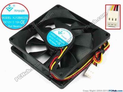 71517 Xinyujie DC- Bearing OEM- Square Fan XJ12B8020L, w200x3x3, 0.15A Xinyujie DC- Bearing OEM- Square Fan 