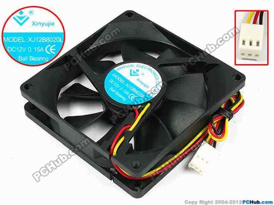 71517 Xinyujie DC- Bearing OEM- Square Fan XJ12B8020L, w200x3x3, 0.15A Xinyujie DC- Bearing OEM- Square Fan 