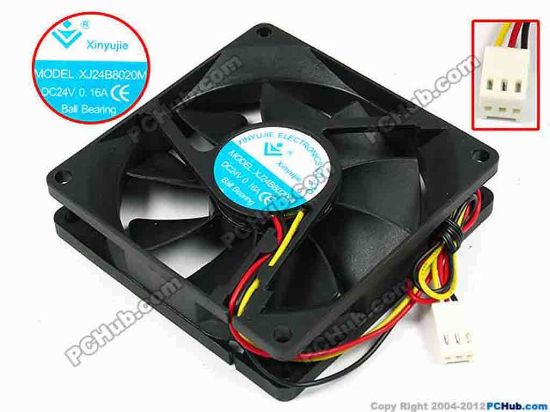 71521 Xinyujie DC- Bearing OEM- Square Fan XJ24B8020M, w200x3x3, 0.16A Xinyujie DC- Bearing OEM- Square Fan 