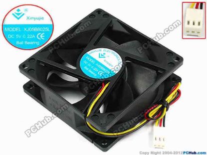 71539 Xinyujie DC- Bearing OEM- Square Fan XJ05B8025L, w200x3x3, 0.22A Xinyujie DC- Bearing OEM- Square Fan 