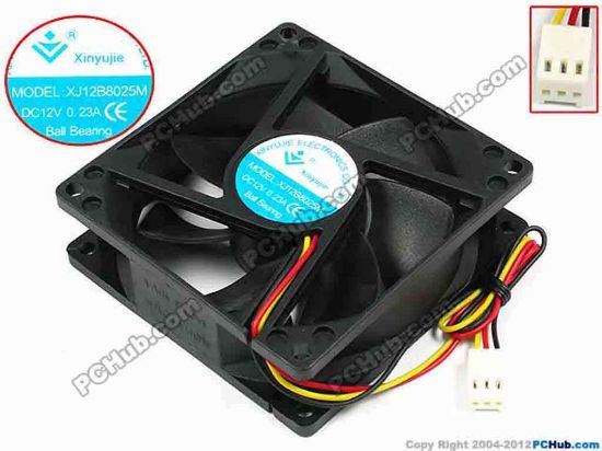 71547 Xinyujie DC- Bearing OEM- Square Fan XJ12B8025M, w200x3x3, 0.23A Xinyujie DC- Bearing OEM- Square Fan 