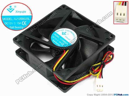 71548 Xinyujie DC- Bearing OEM- Square Fan XJ12B8025L, w200x3x3, 0.15A Xinyujie DC- Bearing OEM- Square Fan 