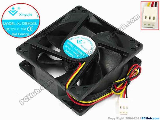 71548 Xinyujie DC- Bearing OEM- Square Fan XJ12B8025L, w200x3x3, 0.15A Xinyujie DC- Bearing OEM- Square Fan 