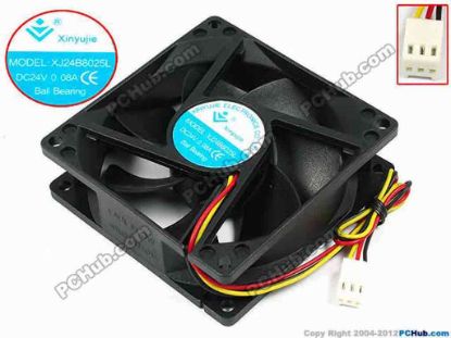 71552 Xinyujie DC- Bearing OEM- Square Fan XJ24B8025L, w200x3x3, 0.08A Xinyujie DC- Bearing OEM- Square Fan 