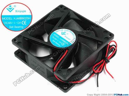 71553 Xinyujie DC- Bearing OEM- Square Fan XJ48B8025H, w250x2, 0.12A Xinyujie DC- Bearing OEM- Square Fan 