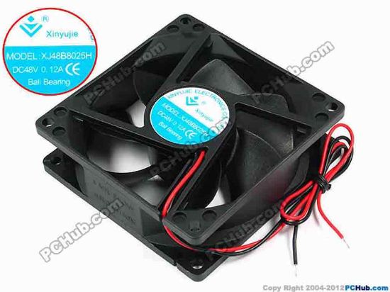 71553 Xinyujie DC- Bearing OEM- Square Fan XJ48B8025H, w250x2, 0.12A Xinyujie DC- Bearing OEM- Square Fan 