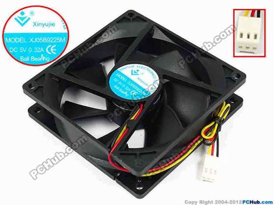 71633 Xinyujie DC- Bearing OEM- Square Fan XJ05B9225M, w195x3x3, 0.32A Xinyujie DC- Bearing OEM- Square Fan 
