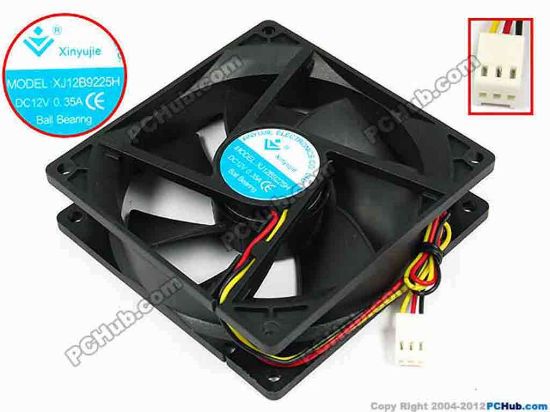 71636 Xinyujie DC- Bearing OEM- Square Fan XJ12B9225H, w195x3x3, 0.35A Xinyujie DC- Bearing OEM- Square Fan 