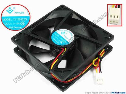71639 Xinyujie DC- Bearing OEM- Square Fan XJ12B9225L, w195x3x3, 0.16A Xinyujie DC- Bearing OEM- Square Fan 