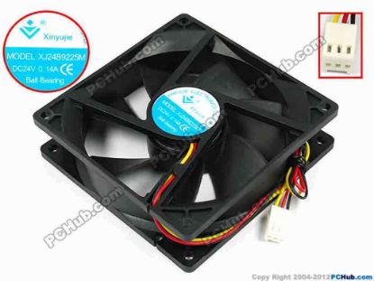 71641 Xinyujie DC- Bearing OEM- Square Fan XJ24B9225M, w195x3x3, 0.14A Xinyujie DC- Bearing OEM- Square Fan 