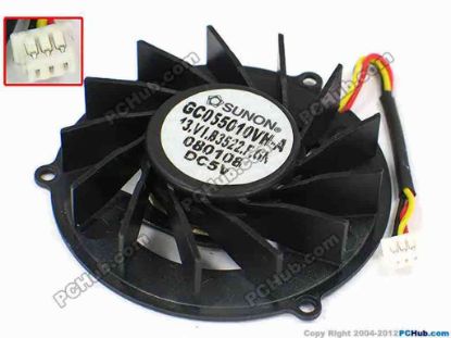 71693 SUNON GC055010VH-A Cooling Fan  13.V1.B3522.F.GN, dia48.5x11, w50x3x3, 5V, Bare Fa SUNON GC055010VH-A Cooling Fan  