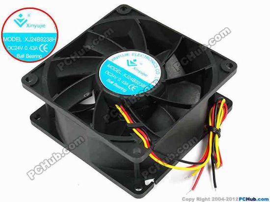 71762 Xinyujie DC- Bearing OEM- Square Fan XJ24B9238H, w250x3X3, 0.43A Xinyujie DC- Bearing OEM- Square Fan 