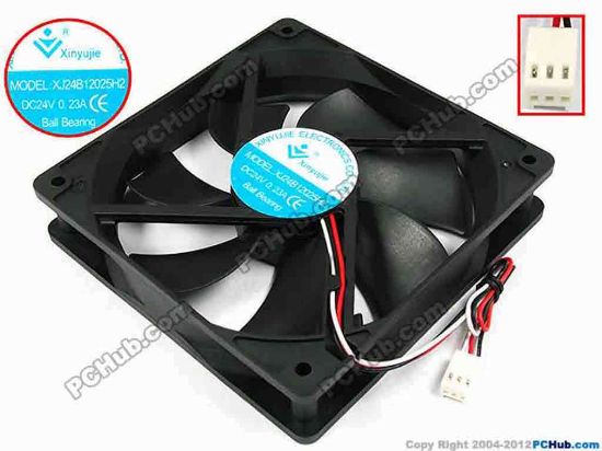 71812 Xinyujie DC- Bearing OEM- Square Fan XJ24B12025H2, w175x3x3, 0.23A Xinyujie DC- Bearing OEM- Square Fan 