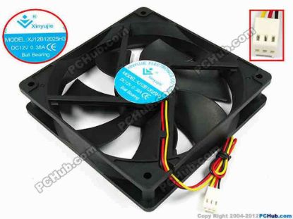 71828 Xinyujie DC- Bearing OEM- Square Fan XJ12B12025H3, w175x3x3, 0.38A Xinyujie DC- Bearing OEM- Square Fan 