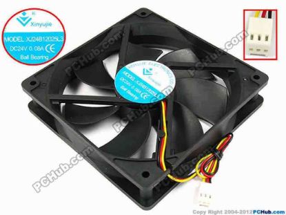 71844 Xinyujie DC- Bearing OEM- Square Fan XJ24B12025L3, w175x3x3, 0.08A Xinyujie DC- Bearing OEM- Square Fan 