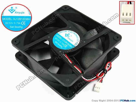 71920 Xinyujie DC- Bearing OEM- Square Fan XJ12B12038H, w185x3x3, 0.73A Xinyujie DC- Bearing OEM- Square Fan 