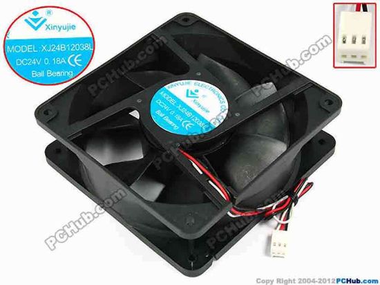 71928 Xinyujie DC- Bearing OEM- Square Fan XJ24B12038L, w185x3x3, 0.18A Xinyujie DC- Bearing OEM- Square Fan 