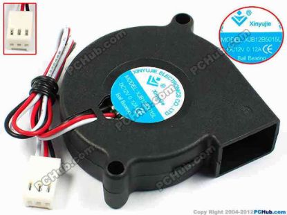 72040 Xinyujie DC- Bearing OEM- Blower Fan XJB12B5015L, w195x3x3, 0.12A Xinyujie DC- Bearing OEM- Blower Fan 