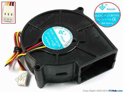 72052 Xinyujie DC- Bearing OEM- Blower Fan XJB12B7530L, w220x3x3, 0.16A Xinyujie DC- Bearing OEM- Blower Fan 