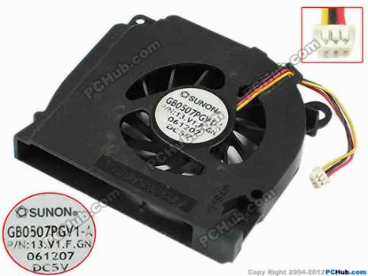 72441 SUNON GB0507PGV1-A Cooling Fan  13.V1.F.GN, bw70x65x12, w55x3x3, 5V, Bare Fan SUNON GB0507PGV1-A Cooling Fan  