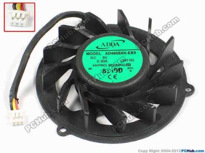 72448 ADDA AD4605HX-EB3 Cooling Fan  JAT10, dia48.5x11.5, w55x3x3, 5V 0.30A, Bare Fan ADDA AD4605HX-EB3 Cooling Fan  