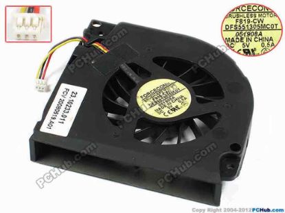 72696 Forcecon DFS551305MC0T Cooling Fan  F819-CW, bw74x70x13, w30x3x3, 5V 0.5A, Bare Fan Forcecon DFS551305MC0T Cooling Fan  