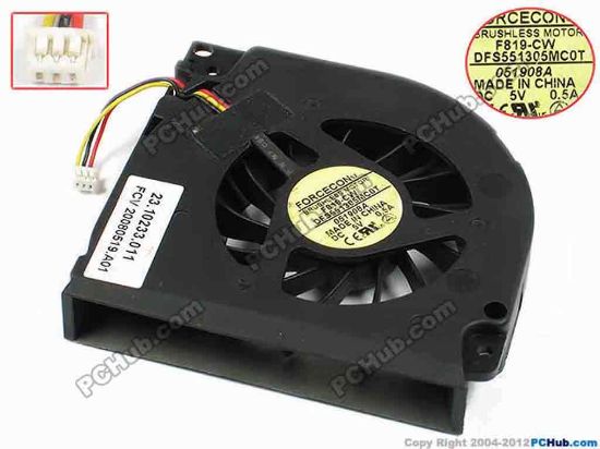 72696 Forcecon DFS551305MC0T Cooling Fan  F819-CW, bw74x70x13, w30x3x3, 5V 0.5A, Bare Fan Forcecon DFS551305MC0T Cooling Fan  