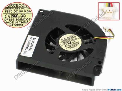 72697 Forcecon DFS551305MC0T Cooling Fan  F870, bw74x70x13, w30x3x3, 5V 0.5A, Bare Fan Forcecon DFS551305MC0T Cooling Fan  
