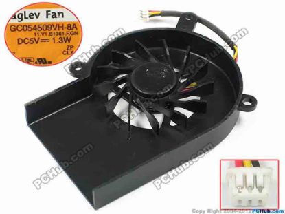 72703 SUNON GC054509VH-8A Cooling Fan  11.V1.B1361.F.GN, bw78x60x11, w55x3x3, 5V 1.3W, Ba SUNON GC054509VH-8A Cooling Fan  