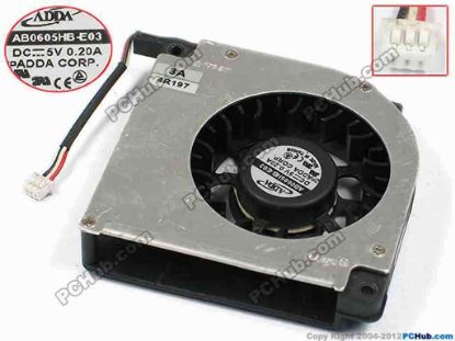 72727 ADDA AB0605HB-E03 Cooling Fan  bw59x58x12, w40x3x3, 5V 0.20A, Bare Fan ADDA AB0605HB-E03 Cooling Fan  
