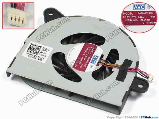 72736 AVC BATA0607R5H Cooling Fan  P001, bw60x52x7, w7x4x4, 5V 0.50A, Bare Fan AVC BATA0607R5H Cooling Fan  