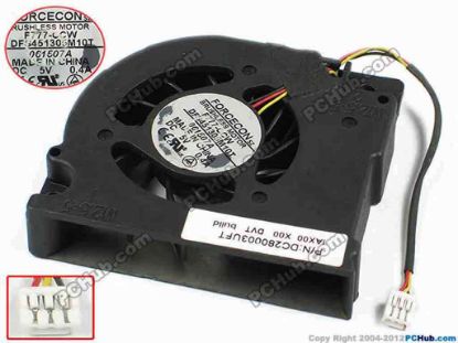 72738 Forcecon DFS451305M10T Cooling Fan  F777-CCW, bw60x53x13, w75x3x3, 5V 0.4A, Bare Fan Forcecon DFS451305M10T Cooling Fan  