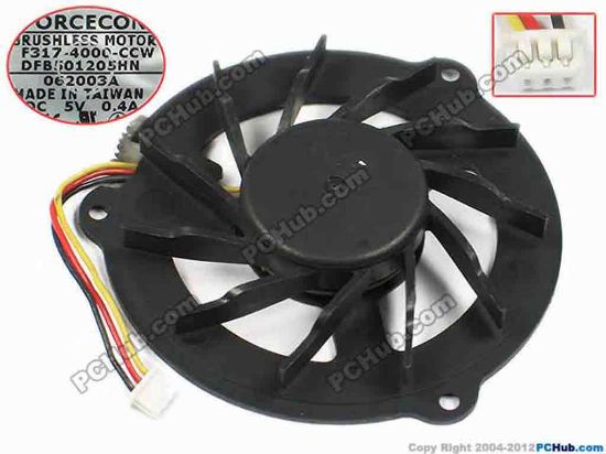 72764 Forcecon DFB501205HN Cooling Fan  F317-4000-CCW, dia54.5x9, w35x3x3, 5V 0.4A, Basre  Forcecon DFB501205HN Cooling Fan  
