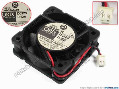 72854 ORIX MD516B-12 Server - Square Fan F3, sq52x52x16, w60x2x2, 12V 0.12A ORIX MD516B-12 Server - Square Fan 