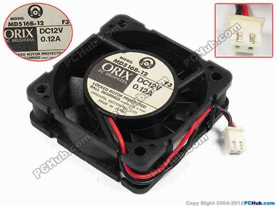 72854 ORIX MD516B-12 Server - Square Fan F3, sq52x52x16, w60x2x2, 12V 0.12A ORIX MD516B-12 Server - Square Fan 