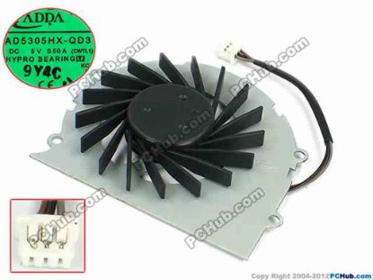 73559 ADDA AD5305HX-QD3 Cooling Fan  CWTL1, W50x3x3, 5V 0.50A, Bare Fan, "NEW" ADDA AD5305HX-QD3 Cooling Fan