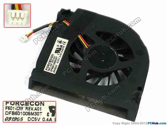 73853 Forcecon DFB601005M30T Cooling Fan  F501-CW, bw74x70x13, w25x3x3, 5V 0.4A, Bare Fan Forcecon DFB601005M30T Cooling Fan