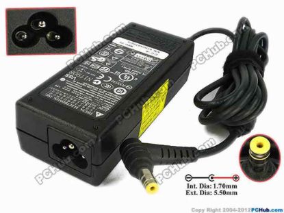 73902 Delta Electronics ADP-65MH B AC Adapter - NEW Original 19V 3.42A, 5.5/1.7mm, 3-Prong, NEW Delta Electronics ADP-65MH B AC Adapter - NEW Original <div><span id="ctl00_ContentPlaceHolder1_ItemDesc1_lblItemDescription"><strong><em>Brand NEW AC Adapter with 6 month warranty.</em></strong></span></div>
<div>AC Adapter Model: ADP-65MH B<br />
<br />
Input : 100-240V~ 1.6A, 50-60Hz <br />
Output : 19V 3.42A 65W<br />
Connecter size: Int. Diameter: 1.70mm <br />
Ext. Diameter: 5.50mm<br />
<br />
Dimension: 103 x 45 x 28 mm<br />
<br />
*Please check carefully and do not mix up with another adapter with the same model but different Voltage, Ampere and Connector size(Tip).<br />
<br />
**When buying any compatible AC adapter, please take note the type of power cord(2 or 3-prong) used.</div>
<div><br />
***Please take note, 3 wire AC <a shape="rect" href="http://www.pchub.com/uph/category/356-0-0-1-2/Laptop-Spare-Part.html"><font color="#810081">power cord</font></a> not included.</div>