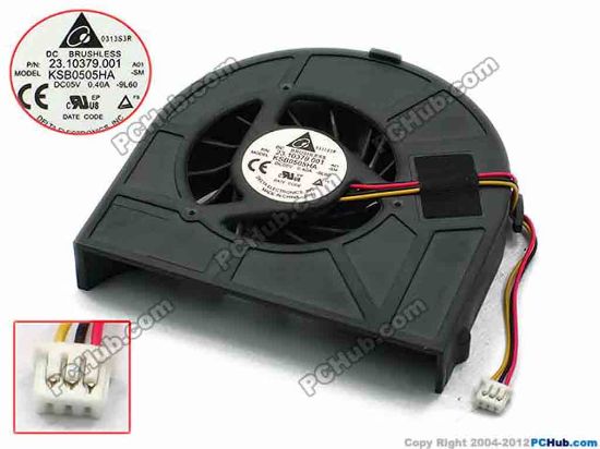 74148 Delta Electronics KSB0505HA Cooling Fan  -9L60, bw65x63x11.5, w40x3x3, 5V 0.40A, Bare Fan Delta Electronics KSB0505HA Cooling Fan  