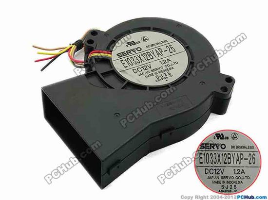 74455 Japan Servo E1033X12BYAP-26 Server - Blower Fan bw123x94x33, 4-wire, 12V 1.2A Japan Servo E1033X12BYAP-26 Server - Blower Fan