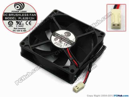 74553 Power Logic PL82B12H Server - Square Fan sq80x80x20, w130x2x2, 12V 0.18A  Power Logic PL82B12H Server - Square Fan 